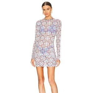 NEW RTA Leonor Mesh Mini Dress Size S MSRP $490 Multicolor Geometric Graphic